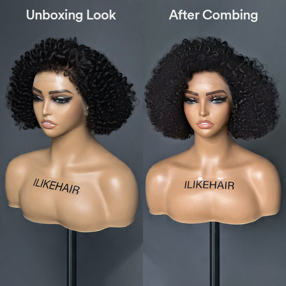 
            
                Load image into Gallery viewer, Realistic Curly Edges 13x4 Lace Frontal Curly Bob Wig
            
        