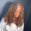 Full Lace Ombre Brown Highlights Knotless Bohemian Braided Curls Invisi Drawstring Wig