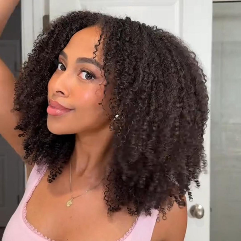 Afro Kinky Curly Layered Cut 5x5 Lace Closure Lace Wig