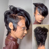 Full Lace Short Layered Cut Wig With Side Part Asymmetrical Bangs
