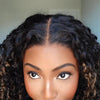 Ombre Chestnut Kinky Curly Lace Closure Wig With Finger Coily Ended