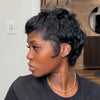 Full Lace Kinky Straight Layered Wavy Short Cut Wig