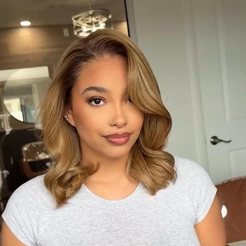 Glam Ombre Honey Blonde Wavy 13x4 Lace Frontal Wig