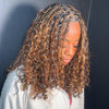 Full Lace Ombre Brown Highlights Knotless Bohemian Braided Curls Invisi Drawstring Wig