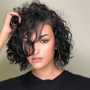 
            
                Load image into Gallery viewer, Glueless Loose Deep Wave Natural Black Human Hair Short Bob Wig Lace Front Wig
            
        