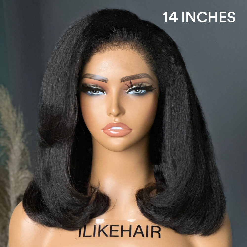 Trendy Layered Blowout Kinky Straight 13x4 HD Lace Front Kinky Edges Wig