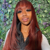 Put On & Go Reddish Brown Straight Glueless Wig With Bangs