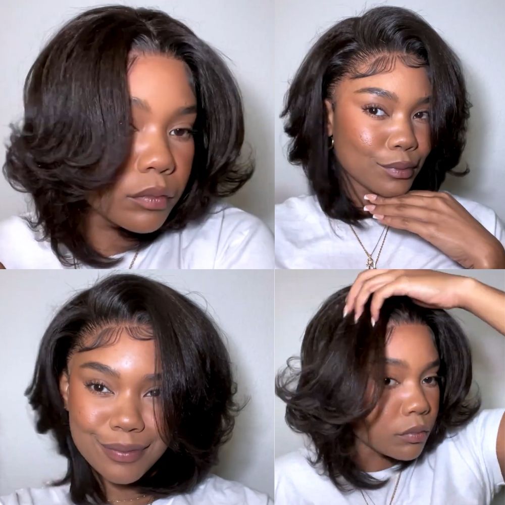 
            
                Load image into Gallery viewer, Wear &amp;amp; Go Layered BOB Short Wavy Glueless Human Hair Lace Front Wig
            
        