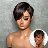 Natural Full Lace Pixie Cut Wig With Side Swept Bangs