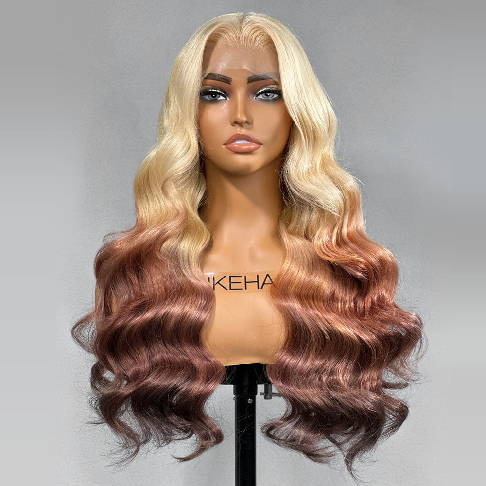 
            
                Load image into Gallery viewer, Ombre #613/Brown Color Long Wavy 13x4 Lace Front Wig
            
        