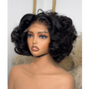 Short Bouncy Wave Natural Black Lace Closure Bob Wig
