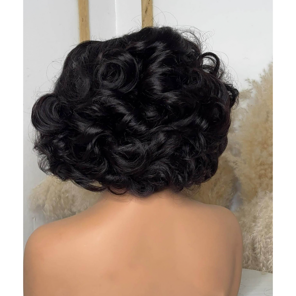 Short Body Wave Natural Black Lace Closure Bob Wig