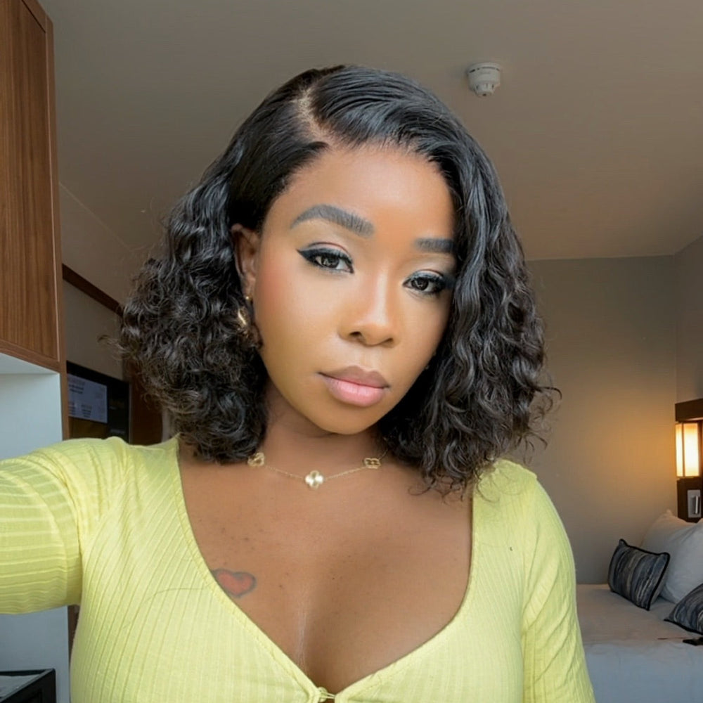 Dark Brown 7x5 Lace Closure Short Wave Bob 220% Density Wig