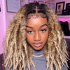 Ombre Blonde HD Full Lace Middle Part Boho Locs Wig with Baby Hairs