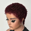 Beginner-friendly Black & Burgundy Short Curly Pixie Wig