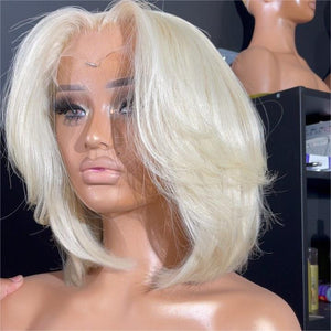 613 Blonde Layered Cut Straight Bob Lace Closure Wig