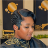 Boss Lady Style Short Pixie 13×6 Lace Wig with Highlights Side-Swept Bangs
