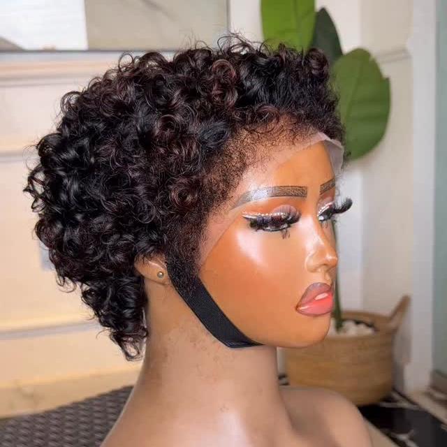 Brown Highlight Curly Wig With Hybrid Kinky Edges