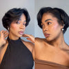 Natural Black Layered Pixie Cut 13x4 Lace Frontal Wig