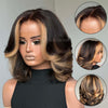 Blonde Highlights Layered Wavy Bob Lace Wig