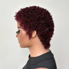 Beginner-friendly Black & Burgundy Short Curly Pixie Wig