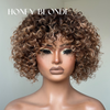 Chic Ombre Mix Color Short Cut Curly Put On & Go Wig 100% Human Hair