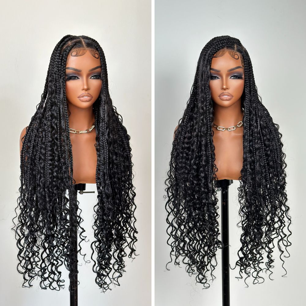 Full Lace Bohemian Braids With Soft Curls Drawstring Wig