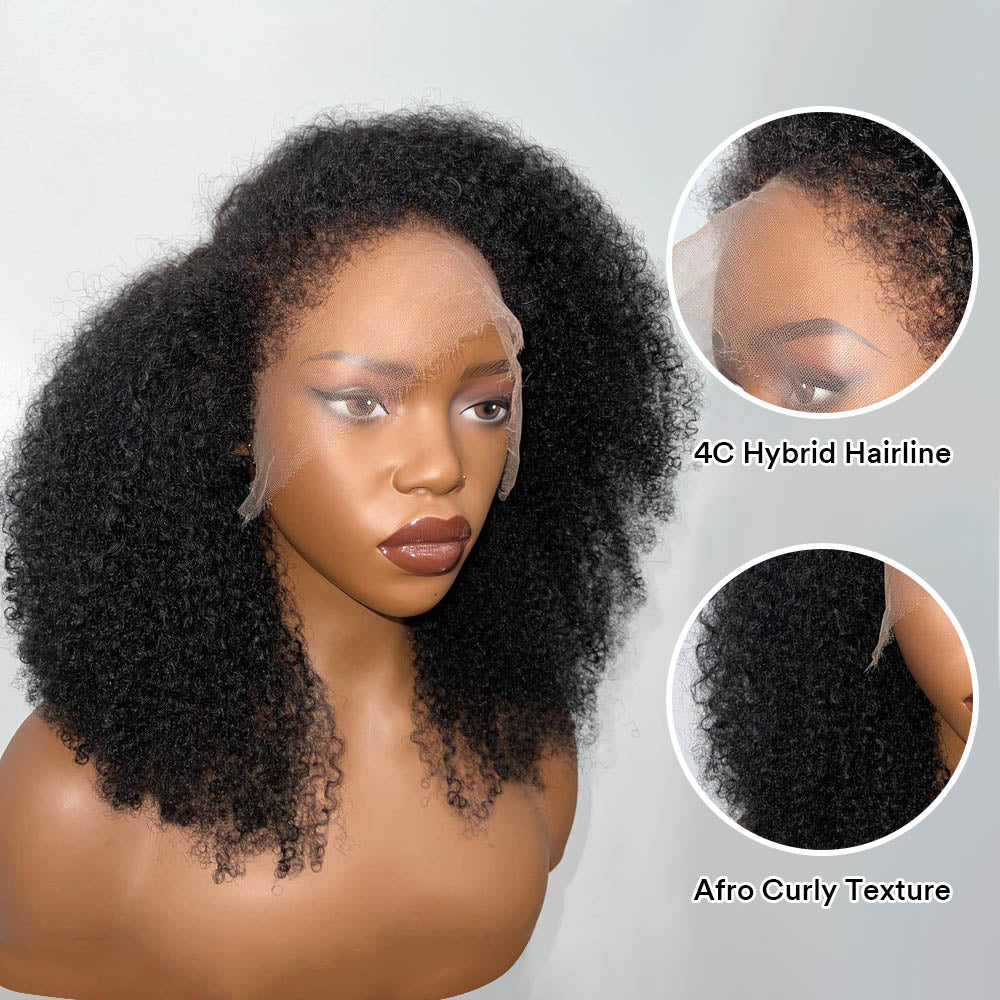 Kinky Edges Hybrid Hairline 4c Hairline HD Lace Frontal Afro Coily Wig
