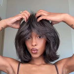 Natural Kinky Straight Layered Blowout Bob Wig