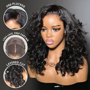 Natural Layered Bouncy Curly 13x4 Lace Frontal Wig