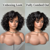 Side Part Fluffy Rose Curly Bob Lace Human Hair Wig