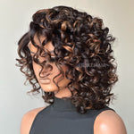 Glueless Short Bob Bouncy Loose Curly Blonde Highlight Lace Front Wig