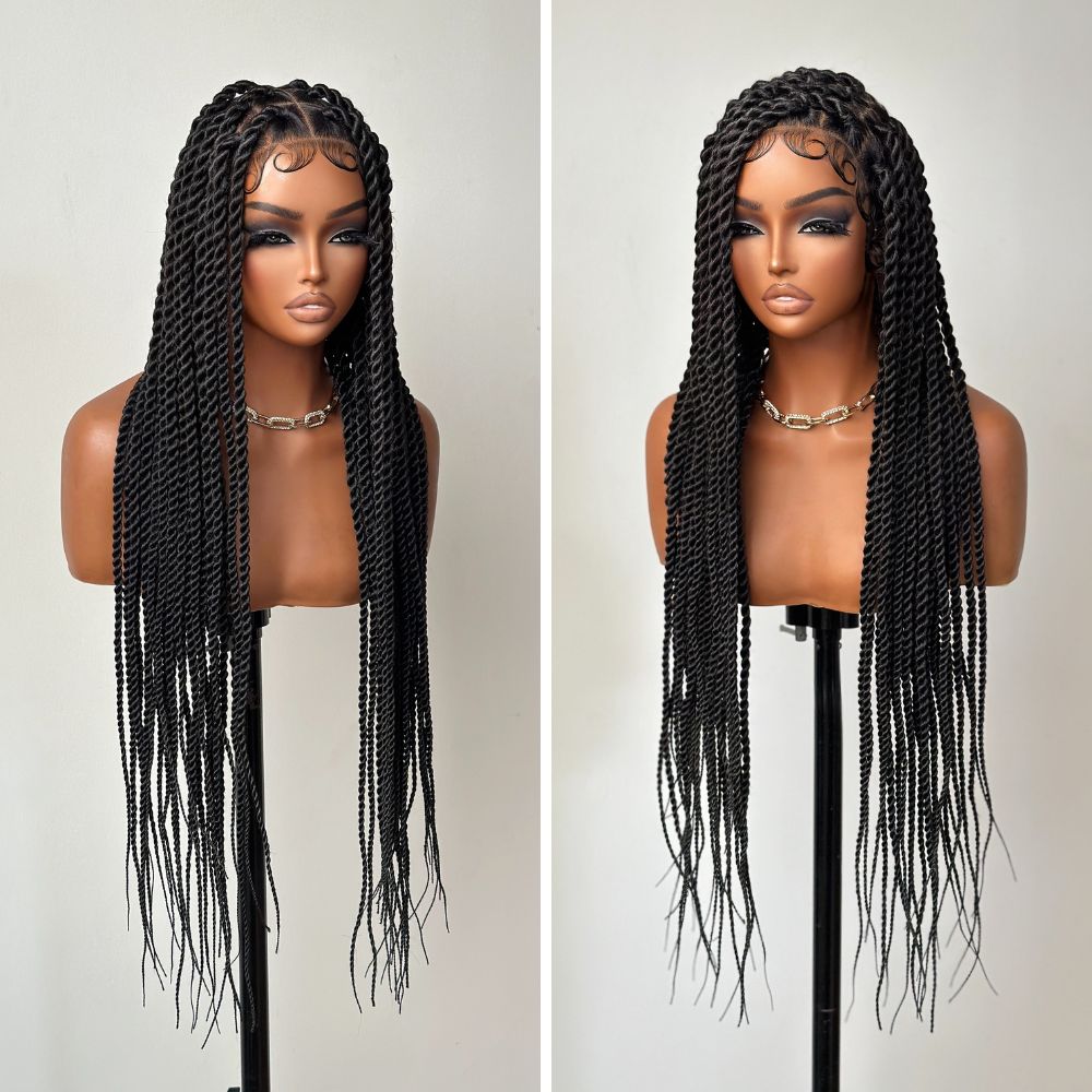 Full Lace Rope Twists Braided Wig With Invisi Drawstring