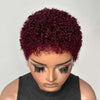 Beginner-friendly Black & Burgundy Short Curly Pixie Wig