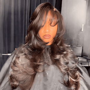 Body Wave With Bangs Layered Cut 13×4 Lace Frontal Wig