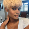 613 Blonde Layered Pixie Cut Glueless Human Hair Wig With Bangs