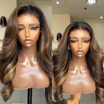 Blonde Mix Brown Highlight Body Wave Lace Human Hair Wig