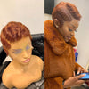 Copper Brown Full Lace Edgy Side Cut Short Pixie Wig