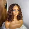 Full Lace Ombre Brown Highlights Knotless Bohemian Braided Curls Invisi Drawstring Wig