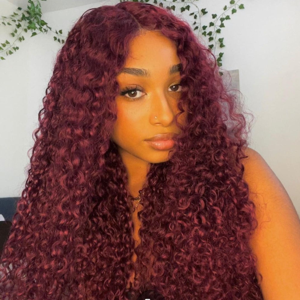 
            
                Load image into Gallery viewer, Reddish Brown Color Bohemian Curly 13x4 Lace Front Wig
            
        