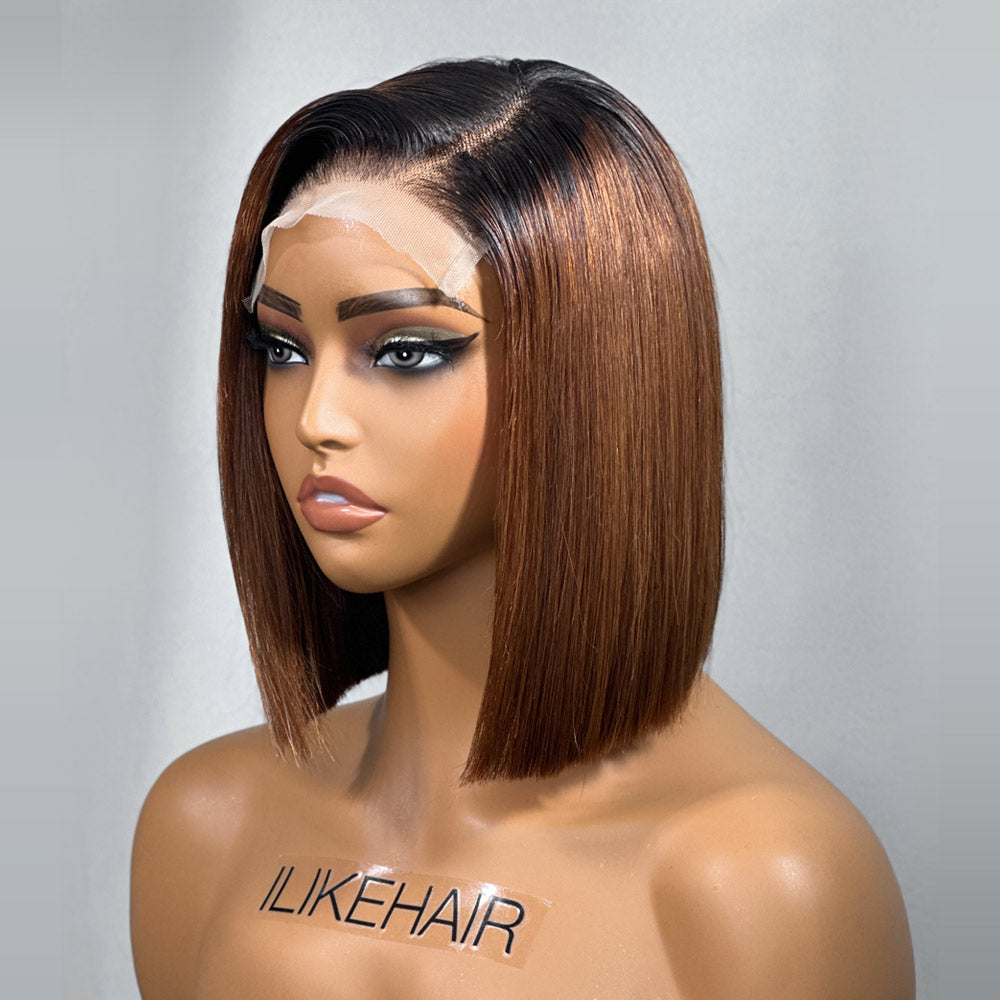 
            
                Load image into Gallery viewer, Ombre Brown Color Straight 5x5 Lace Closure Bob Wig
            
        
