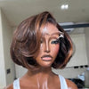 Natural Dark Brown with Caramel Bob Wig 100% Human Hair