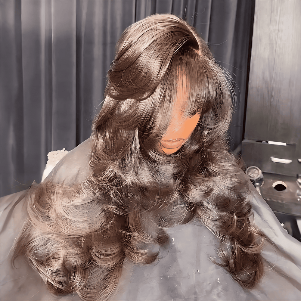 Body Wave With Bangs Layered Cut 13×4 Lace Frontal Wig