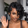 Drama Asymmetrical Curly Pixie 13x6 Lace Wig with Side Swept Bangs