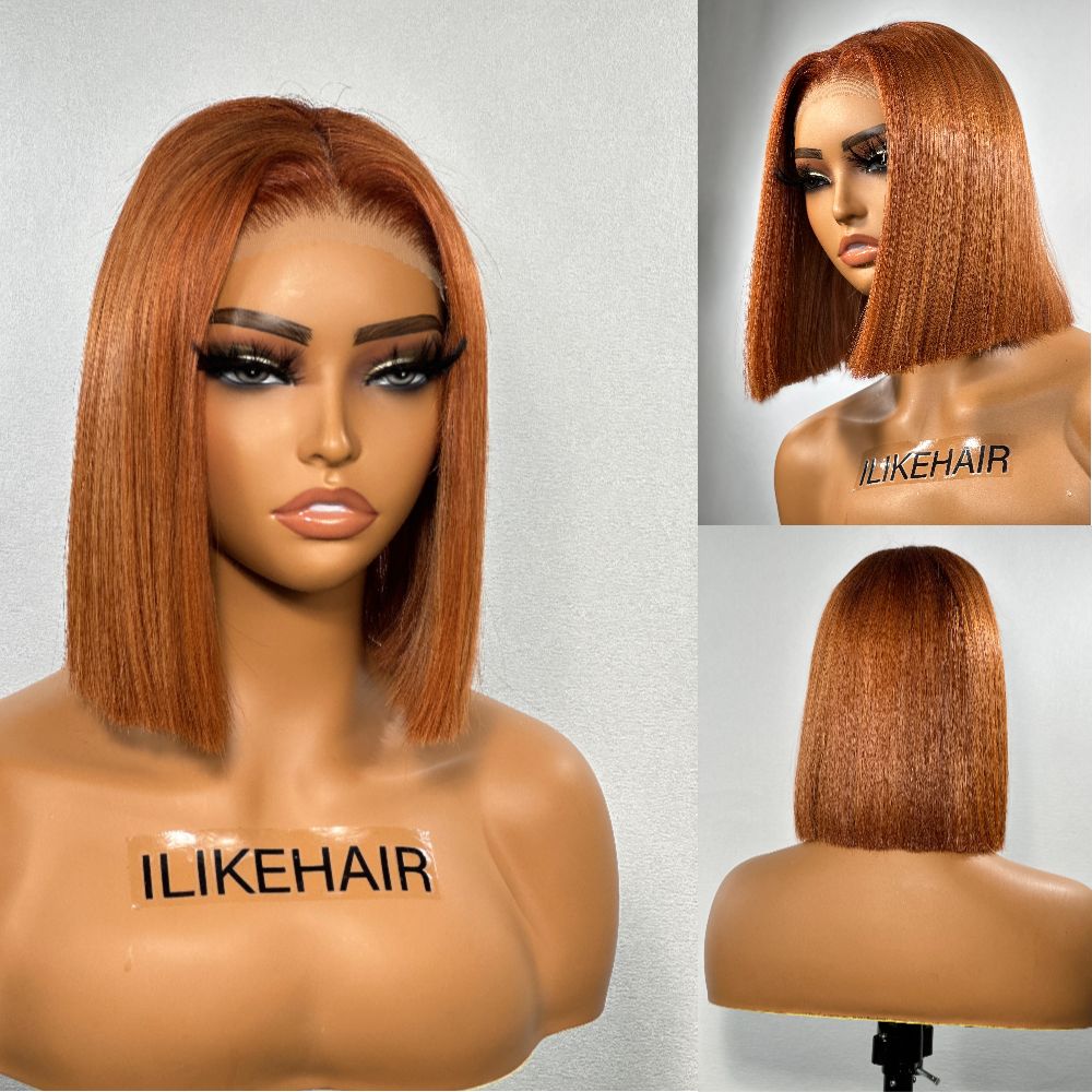 Beginner Friendly Ginger Silky Straight 5x5 Lace Closure Bob Wig