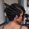 Drama Asymmetrical Curly Pixie 13x6 Lace Wig with Side Swept Bangs