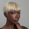 613 Blonde Glueless Short Pixie Hair Bowler Cut Wig