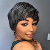 Designer Salt and Pepper Pixie Cuts Glueless Human Hair Wig
