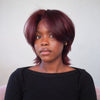 99J Burgundy Feathered Mullet 7x5 Drawstring Lace Wig with Bangs