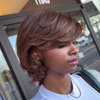 Mocha Kinky Straight  Blowout Layered Bob With Swept bangs